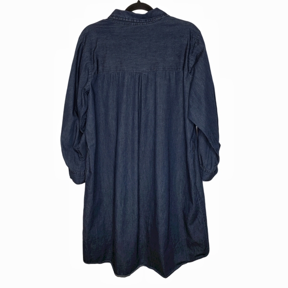 New Look Chambray Dress Dark Wash Tab Sleeve - Picture 3 of 6